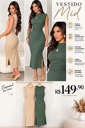 VESTIDO DRAPEADO CANELADO PREMIUM