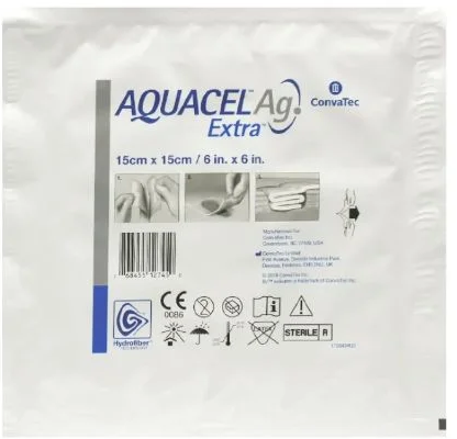 Curativo Aquacel  AG + Extra 15cmX15cm CX C 5 REF413568