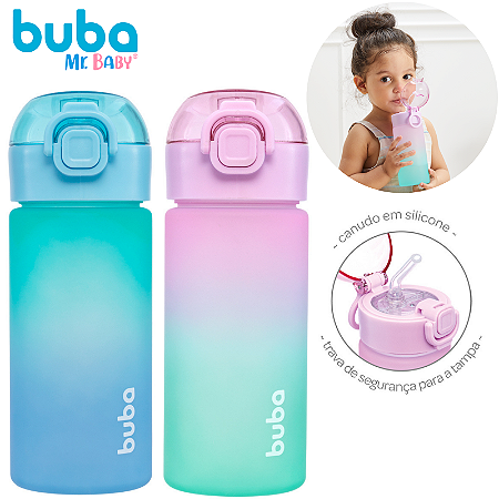 Garrafa Infantil com Canudo 450ml Degradê Buba