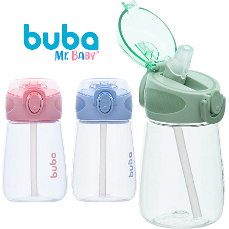 Garrafa Infantil com Canudo 300ml Tritan Resistente a Quedas Buba