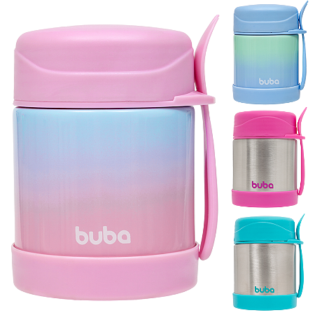 Pote Térmico Buba em Aço Inoxidável 320ml Infantil com Talher Papinha do Bebê