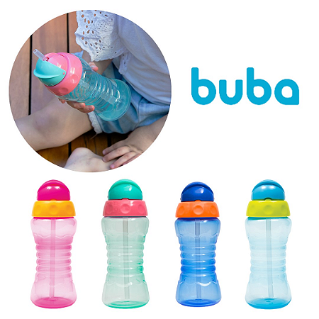Garrafa Fresh com Canudo em Silicone Buba 300ml
