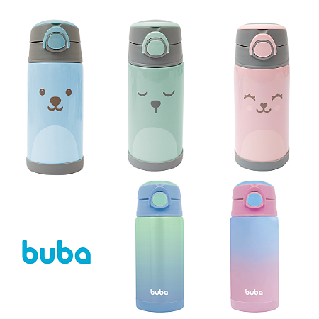 Copo Garrafa Térmica Infantil Parede Dupla com Canudo Buba