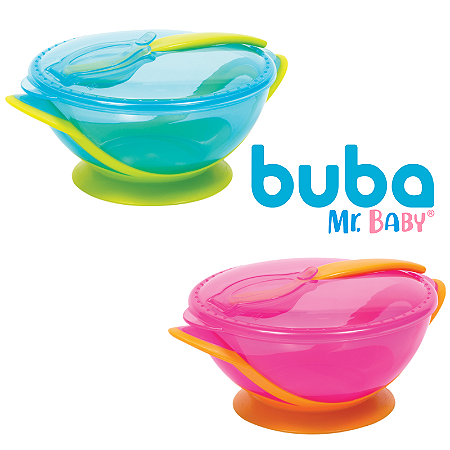 Kit Prato Refeição com Colher e Ventosa para Bebê Buba