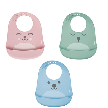 Babador Silicone Bebê Menino Menina Impermeável Azul Rosa Verde Buba ®