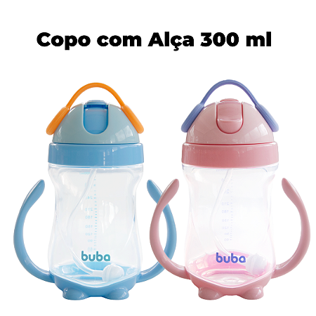 Copo Garrafa Infantil Bebê 300ml com Alça Buba