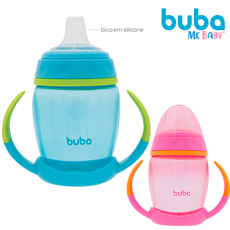 Copo de Treinamento Buba 250ml Bebê com Bico de Silicone Macio e Alça Removível