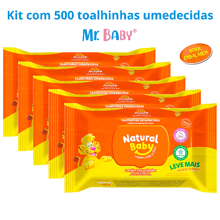 Kit 500 Toalhas Lenços Umedecidos Natural Baby