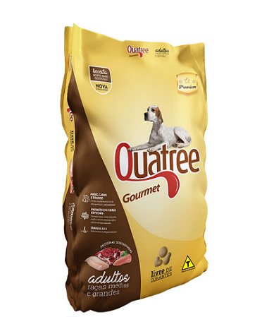 QUATREE GOURMET CÃES ADULTOS RAÇAS MÉDIAS E GRANDES SEM CORANTES - PEIXE, CARNE E FRANGO
