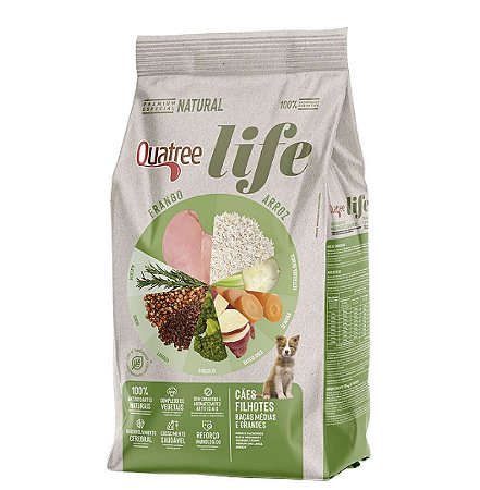 QUATREE LIFE CÃES FILHOTES RAÇAS MEDIAS E GRANDES - FRANGO E ARROZ