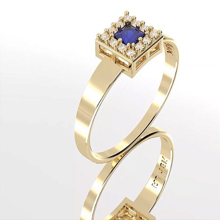 Anel de Formatura Cravejado com Safira e Brilhantes