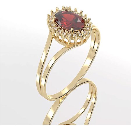 Anel Feminino Magic Cravejado com Rubi e Brilhantes