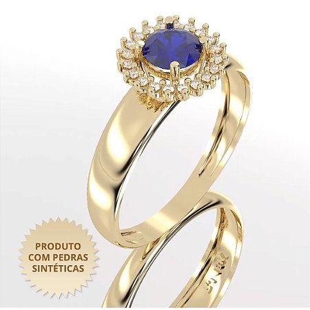 Anel de Formatura Sunny Cravejado com Zircônia Azul e Zircônias Brancas