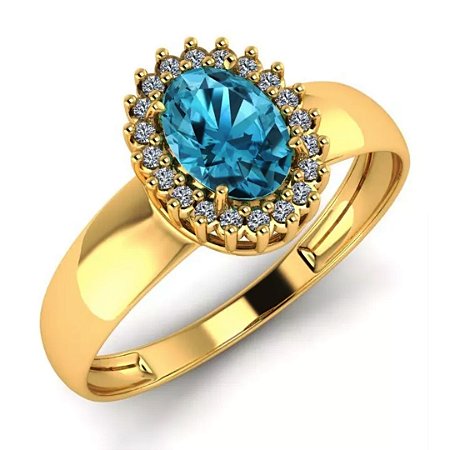 Anel Feminino Joy Cravejado com Topázio e Brilhantes