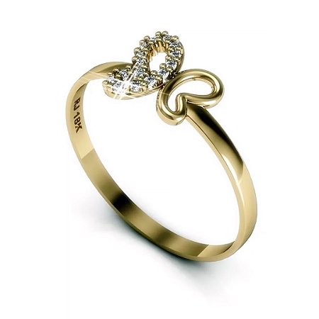 Anel de Ouro Borboleta com Zircônia