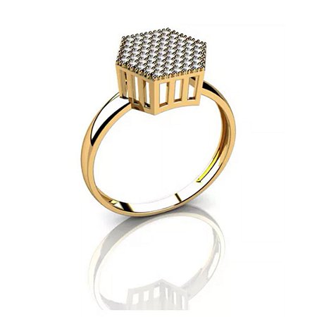 Anel Feminino Sextavado