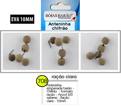 ANTENINHA EMPANADA BARÃO - CHIFRÃO - FORMATO RAÇÃO -  ANZOL 2/0 SASAME - RAÇÃO CLARA - 10MM