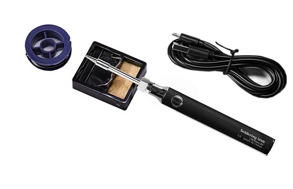 Caneta Ferro Solda sem fio, USB portátil, alimentada elétrica, kit de 3 dicas, recarregável, ajuste de temperatura, 5V, 8W