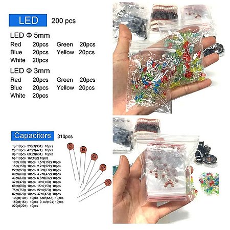 Componentes eletrônicos Kit, vários capacitores, resistores, T0-92, LED Transistores, PCB Board, Ultimate Edition, DIP-IC