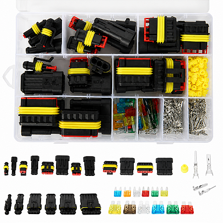 Kit Conectores Elétricos Automotivos JERBOR – Impermeáveis (1 a 4 Vias) – Até 708 Peças