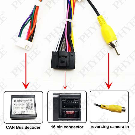 Adaptador de cablagem quadlock, caixa de ônibus can, conector de 16 pinos