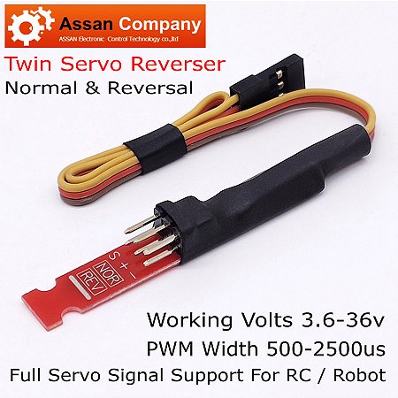 Assan 3.6-36v de alta tensão dupla canais digital servo reverser suporte pwm 500-2500us reversão servo rc modelo fix-asa robô