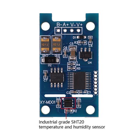 Sensor Transmissor de Temperatura e Umidade – Alta Precisão, Modbus RS485, SHT20, Monitoramento Ambiental