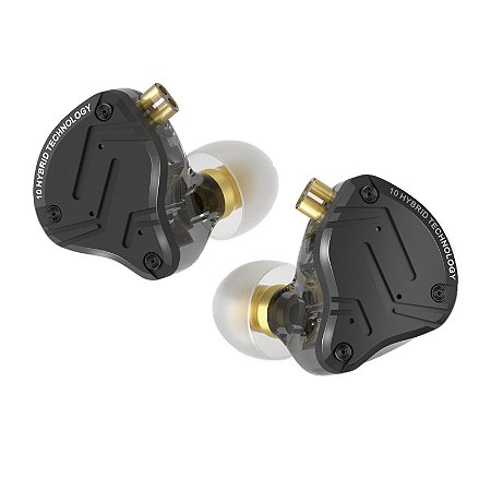 Fones de Ouvido KZ ZS10 PRO X – Híbrido 1DD + 4BA, Hi-Fi In-Ear, Cabo 2 Pinos 0,75mm, Ideal para Músicos, DJs e Audiófiloser Híbrido HiFi Fones de ouvido intra-au