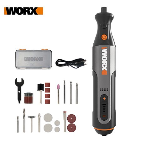 Ferramenta Rotativa Worx WX106 8V – Mini Broca Sem Fio com Velocidade Variável, USB, Ideal para Gravação, Polimento e Moagem