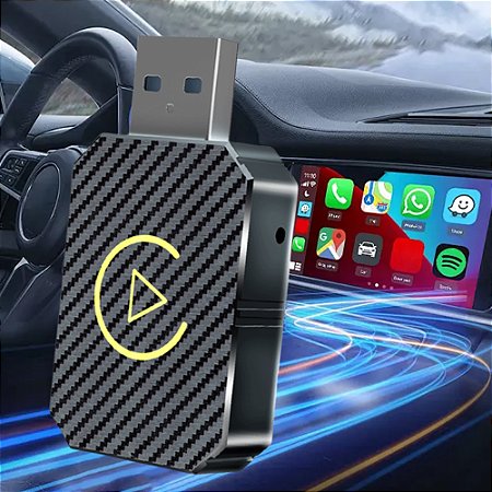 Adaptador CarPlay Sem Fio 2 em 1 – Dongle Inteligente para Carros com CarPlay/Android Auto com Fio OEM, Conexão Wi-Fi Rápida Plug & Play