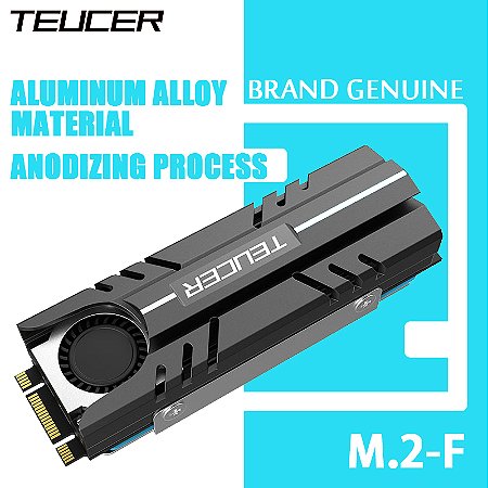 TEUCER M.2 SSD NVMe – Dissipador de Calor 2280 com Ventilador de Resfriamento Ativo, Almofada Térmica e Sistema de Circulação de Ar para Melhor Performance