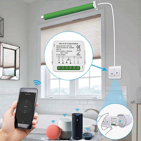 Módulo de Cortina Inteligente Tuya Wi-Fi/Zigbee – Motor Elétrico para Persianas e Rolôs, Compatível com Alexa e Google Home, Automação via App Smart Life