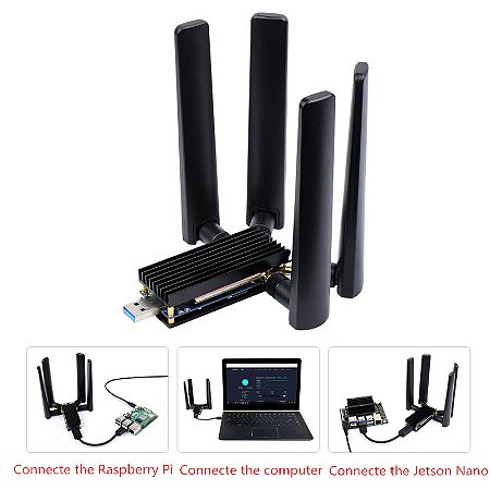 Placa de Expansão Dongle 5G USB 3.1 para M.2 (Chave B) – Resfriamento de Alumínio com 4 Antenas para Raspberry Pi 4 e Windows