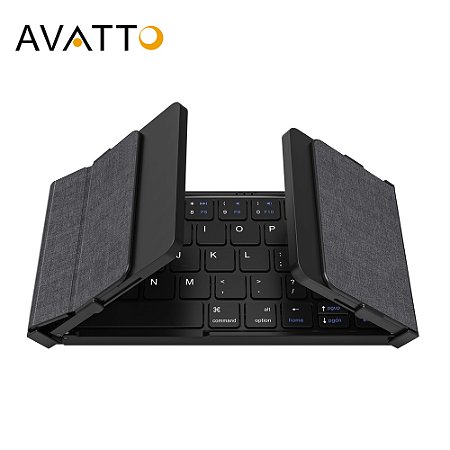 Teclado Portátil Mini Dobrável Bluetooth 5.1, Conexão de 3 Canais, Compatível com Windows, Android, iOS, Tablet, iPad e Smartphones