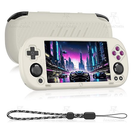 Capa Protetora Trimui Smart Pro – Silicone Branco, Anti-Queda, Anti-Risco, Antiderrapante, com Cordão