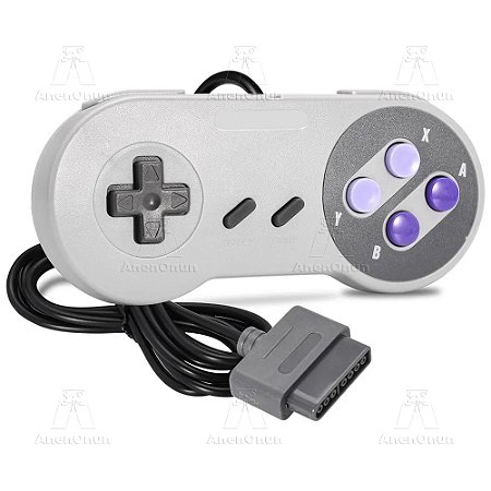 Controlador Clássico com Fio SNES/SFC – Gamepad 16 Bits Retro, Joypad p/ Console de Videogame, Acessório de Entretenimento