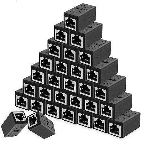 Extensor de Cabo Ethernet RJ45 – Acoplador Fêmea p/ Fêmea, Compatível com Cat5, Cat6 e Cat6a