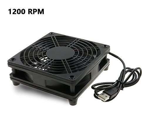 Ventilador de Refrigeração USB 5V p/ Roteador, PC, TV Box – Silencioso, 120mm/240mm, c/ Parafusos e Grade Protetora