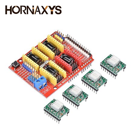Kit Completo CNC Shield V3 + 4 A4988 + 4 DRV8825 + Dissipadores para Impressora 3D