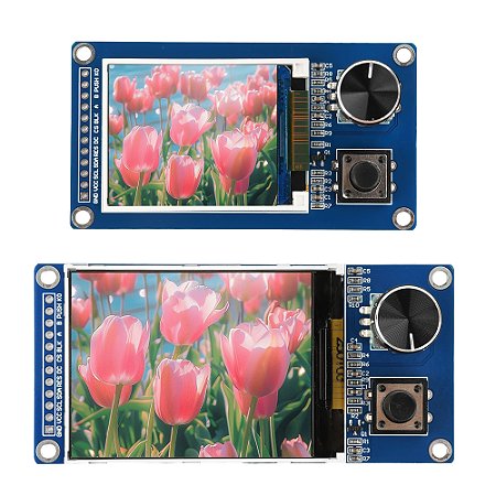 Tela LCD TFT 1.8" ou 2.4" + Módulo Codificador Rotativo EC11 | Interface SPI – Kit Eletrônico