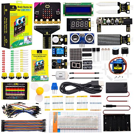 Kit Inicial Keyestudio Microbit V2.2 com 38 Projetos STEM e Tutorial para Programação Educacional