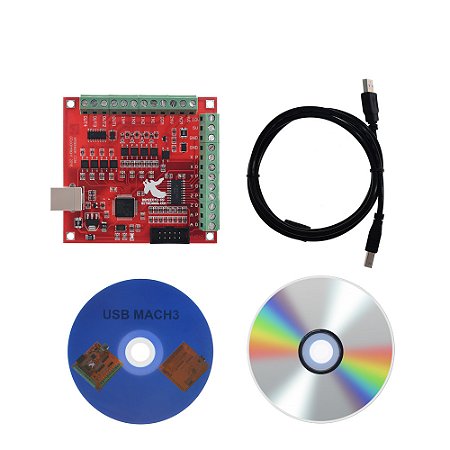 Controlador CNC 4 Eixos com Interface USB para Mach3 – PLC Programável Compatível com Driver TB6600