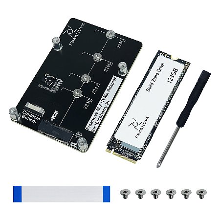 Adaptador Freenove M.2 NVMe para Raspberry Pi 5 com placa HAT e SSD de até 512?GB, PCIe 2.0/3.0, até 800?MB/s.