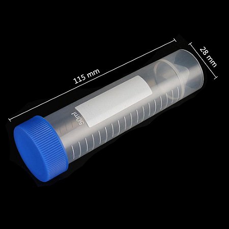 Kit com 20 Tubos de Centrífuga 50?ml com Tampa de Rosca, Fundo Plano e Escala, Plástico Resistente para Laboratório