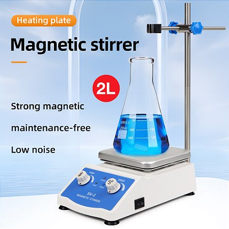 Misturador de Vórtice 1?L com Aquecimento e Agitador Magnético, Placa Quente 0–1600?rpm, Equipamento de Laboratório com Plugue UE