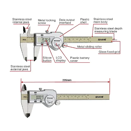 Paquímetro Digital Shahe 0-150mm IP54 com Precisão de 0.01mm para Medição Profissional