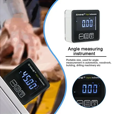 Transferidor Digital de Precisão Shahe com Base Magnética e Nível Inclinômetro para Medição de Ângulos