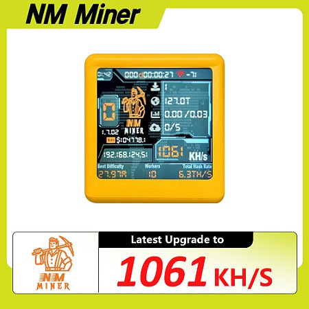 NMminer NerdminerV2 1060KH/s ESP32 BTC Solo Lottery Miner com Display SmallTV e Relógio de Mesa Inteligente