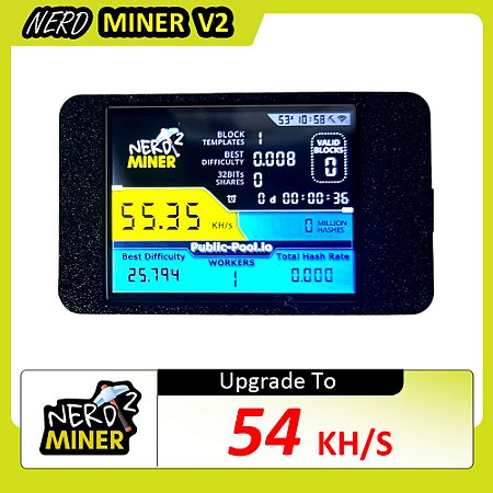 NerdMiner V2 54k/s Minerador de Bitcoin ESP32 com Display Inteligente 2.8" Crypto Solo Lottery ESP32-2432S028R
