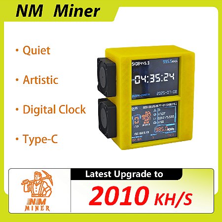 NerdMiner V2 BTC Solo Miner com Tela Dupla e Ventilador – 2020KH/s, Minerador Bitcoin para Loteria e Exibição Crypto
